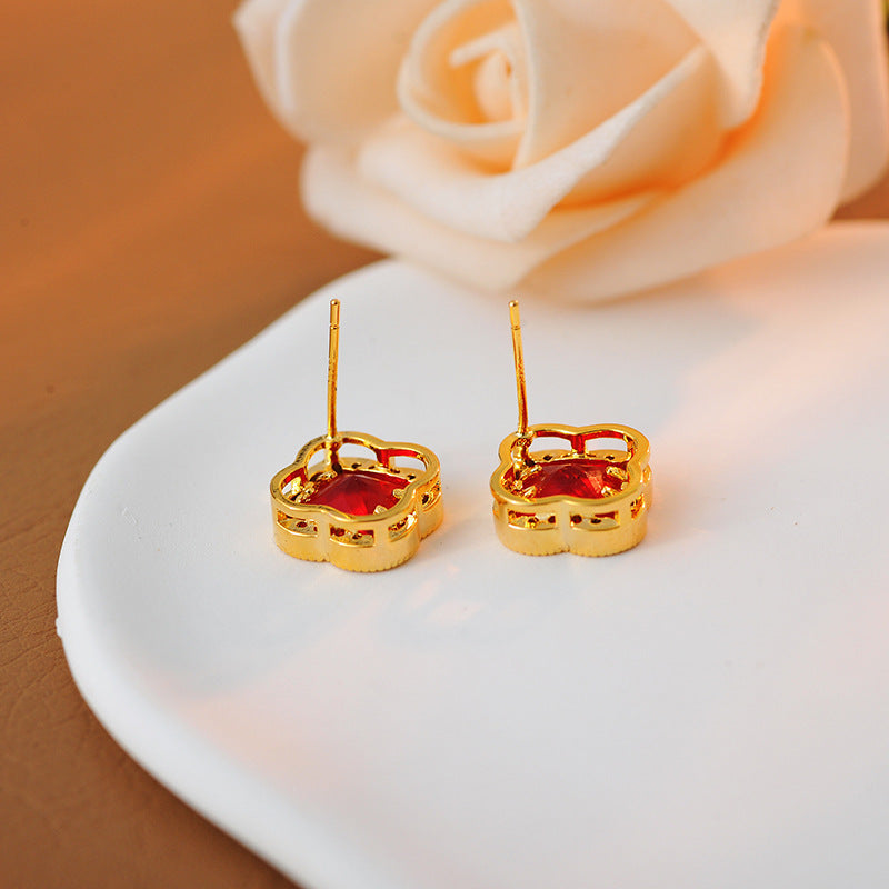 Korean Fashion Necklace Light Luxury Temperament Four-Leaf Clover Collarbone Chain Niche Design High-End Versatile Collarbone Chain