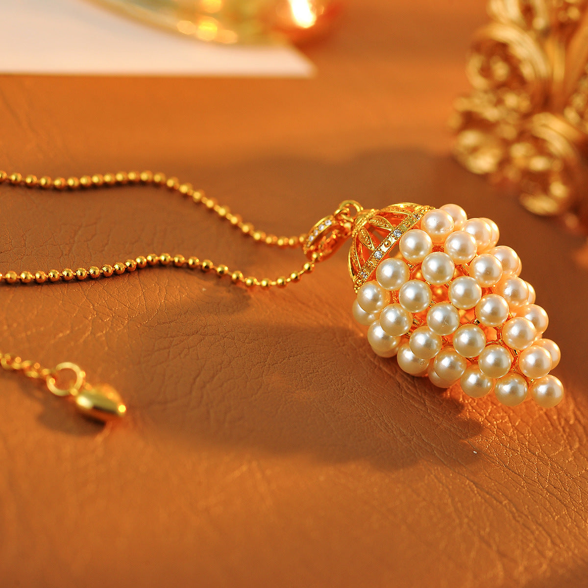 Pearl Popcorn Chain Necklace for Women, Light Luxury, High-End French Style, New Trendy Necklace