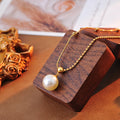 High Version Light Luxury Niche 18K Real Gold Plated Collarbone Chain Necklace with Bead Pendant Versatile High-End Feel