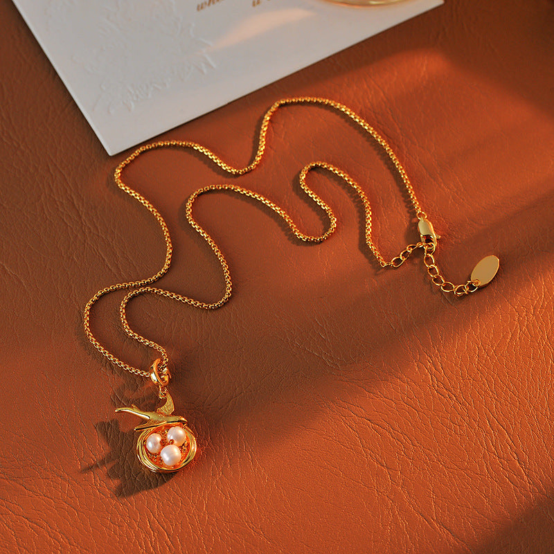 New Chinese Style Pendant Necklace for Women Natural Freshwater Baroque Pearl Vintage Light Luxury Niche Universal Clasp Collarbone Chain