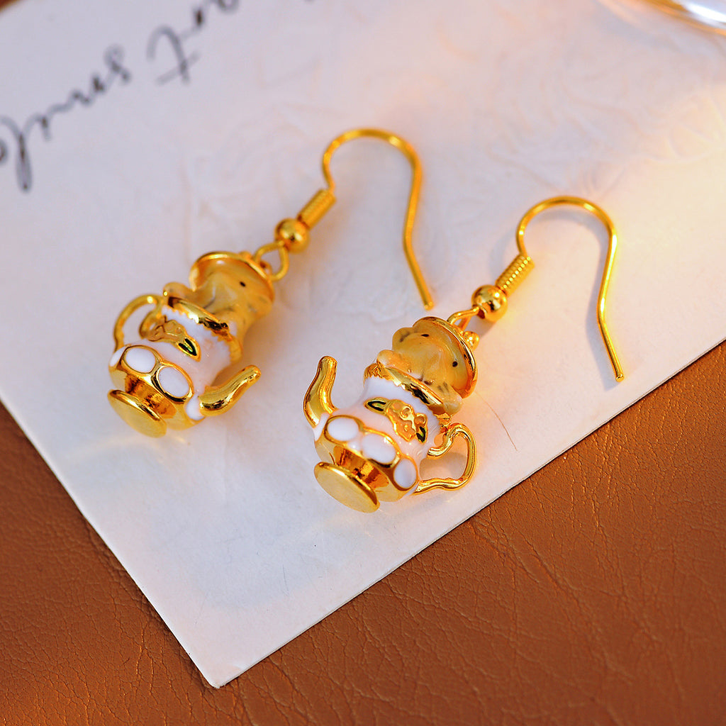 Original Gold-Plated Hand-Painted Enamel Color Glaze Cute Pet Fun Design Cartoon Teapot Chipmunk Necklace for Women