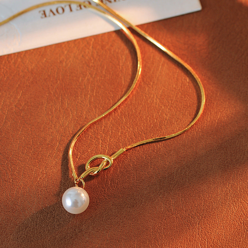 New Quality Single Pearl Knot Necklace for Women, Popular Elegant Sweater Chain, Versatile Neck Chain, Simple and Fashionable