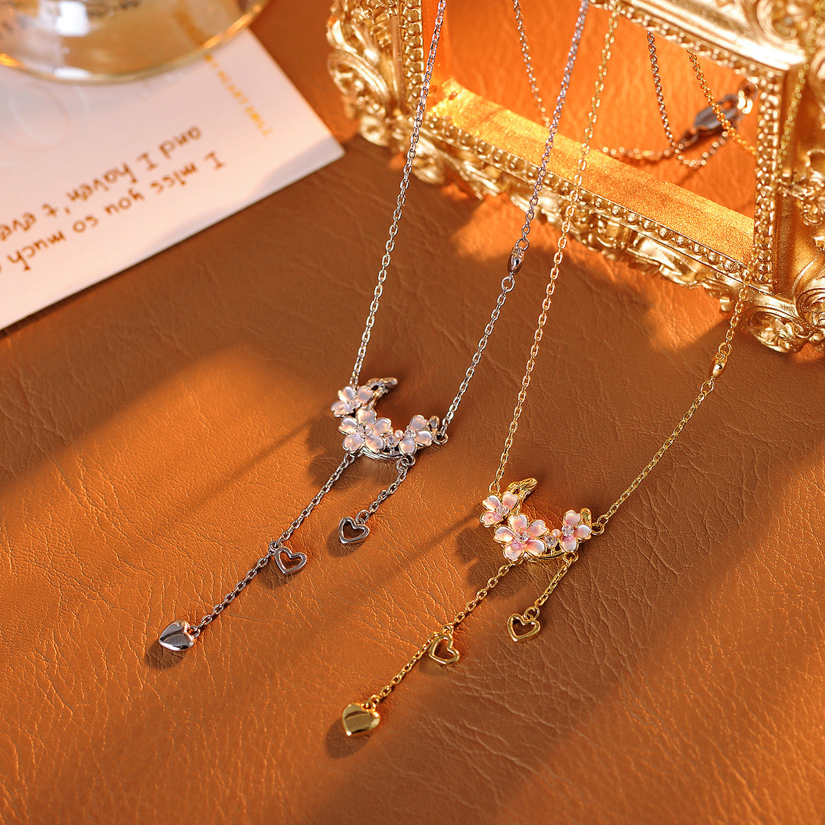 Flower Tassel Earrings Necklace High-End Fashion Versatile Necklace Niche Romantic Collarbone Chain