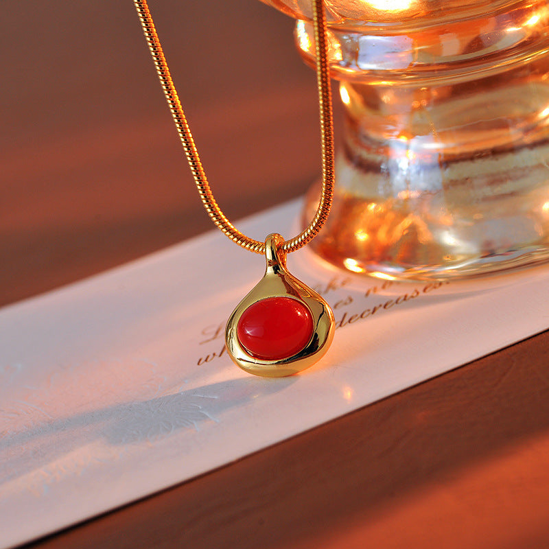 New Hot-Selling New Year Zodiac Year Red Gourd Necklace for Women Autumn Winter High-End Sweater Chain Pendant Jewelry