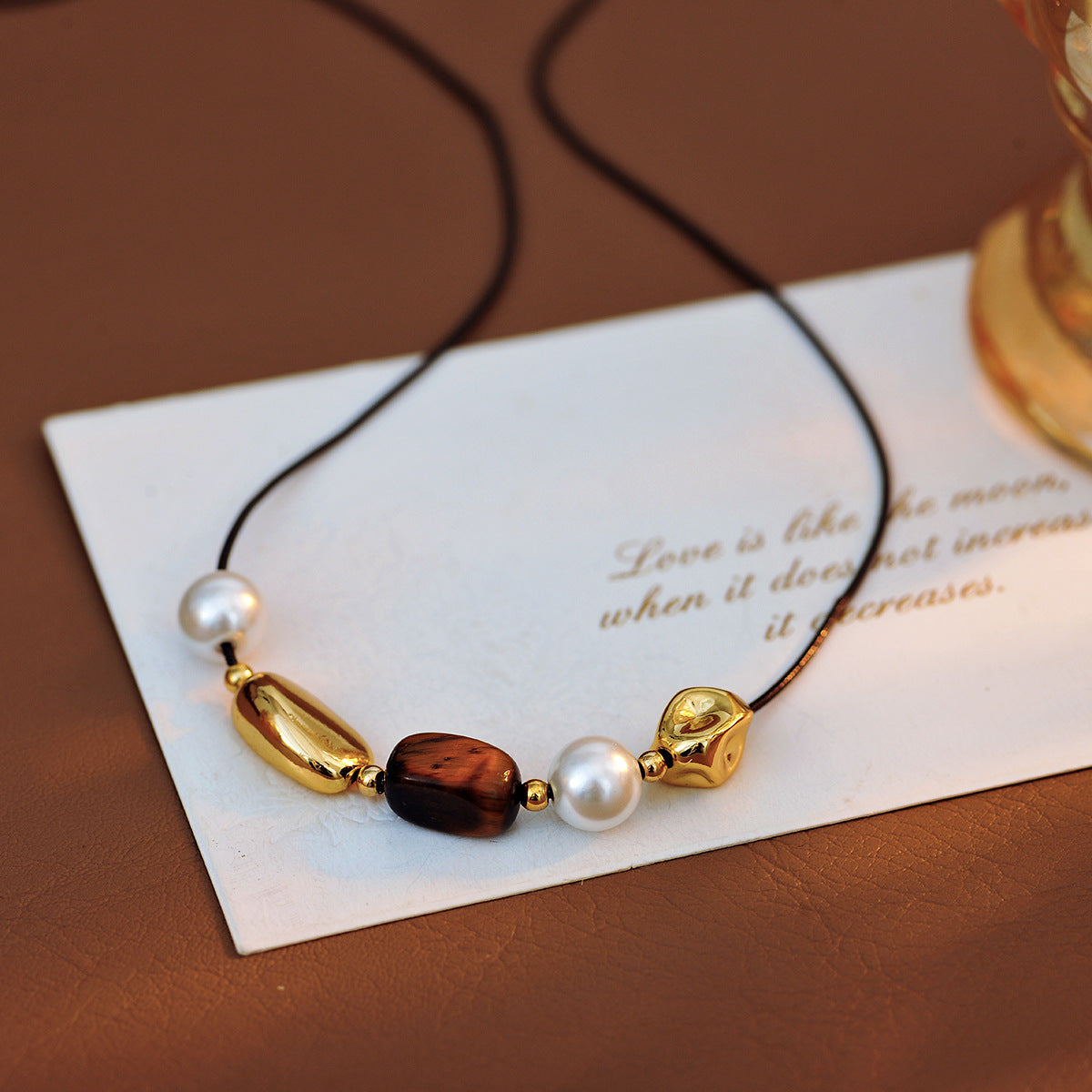 Tiger Eye Stone Melard Collarbone Chain Pendant Necklace New Accessory High-End Light Luxury Niche Jewelry