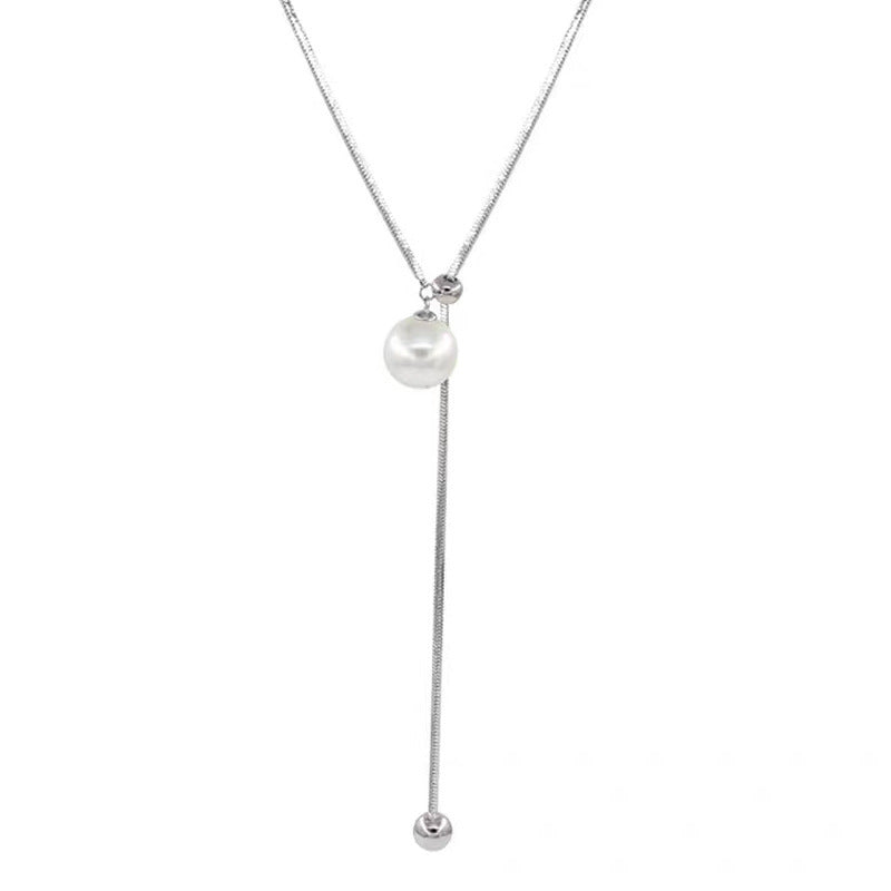 2025 New Pullable Pearl Long Sweater Chain Niche Design Simple High-end Elegant Jewelry Accessory