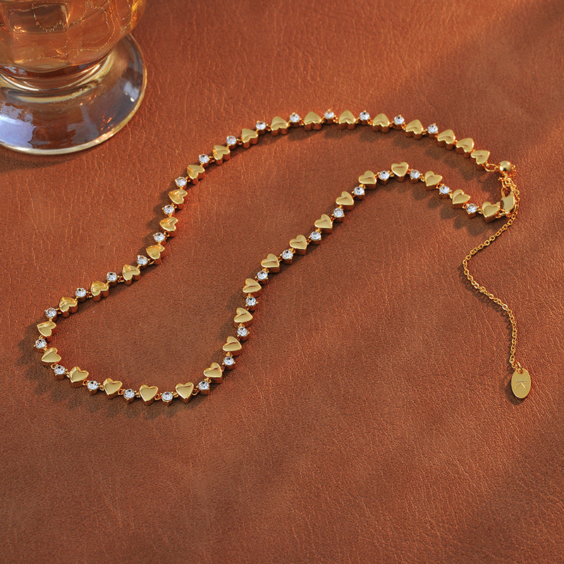 High Version Real Gold New Fashion Niche Design Heart Necklace for Women, Personalized Simple High-end Collarbone Chain