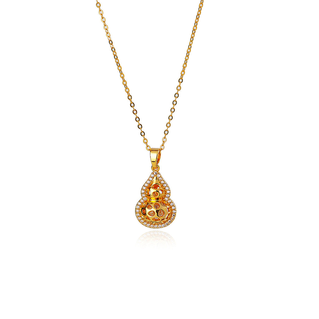 Gourd Necklace Xiaohongshu Same Style Real Gold Electroplated Hollow Necklace Pendant Light Luxury High-end Jewelry