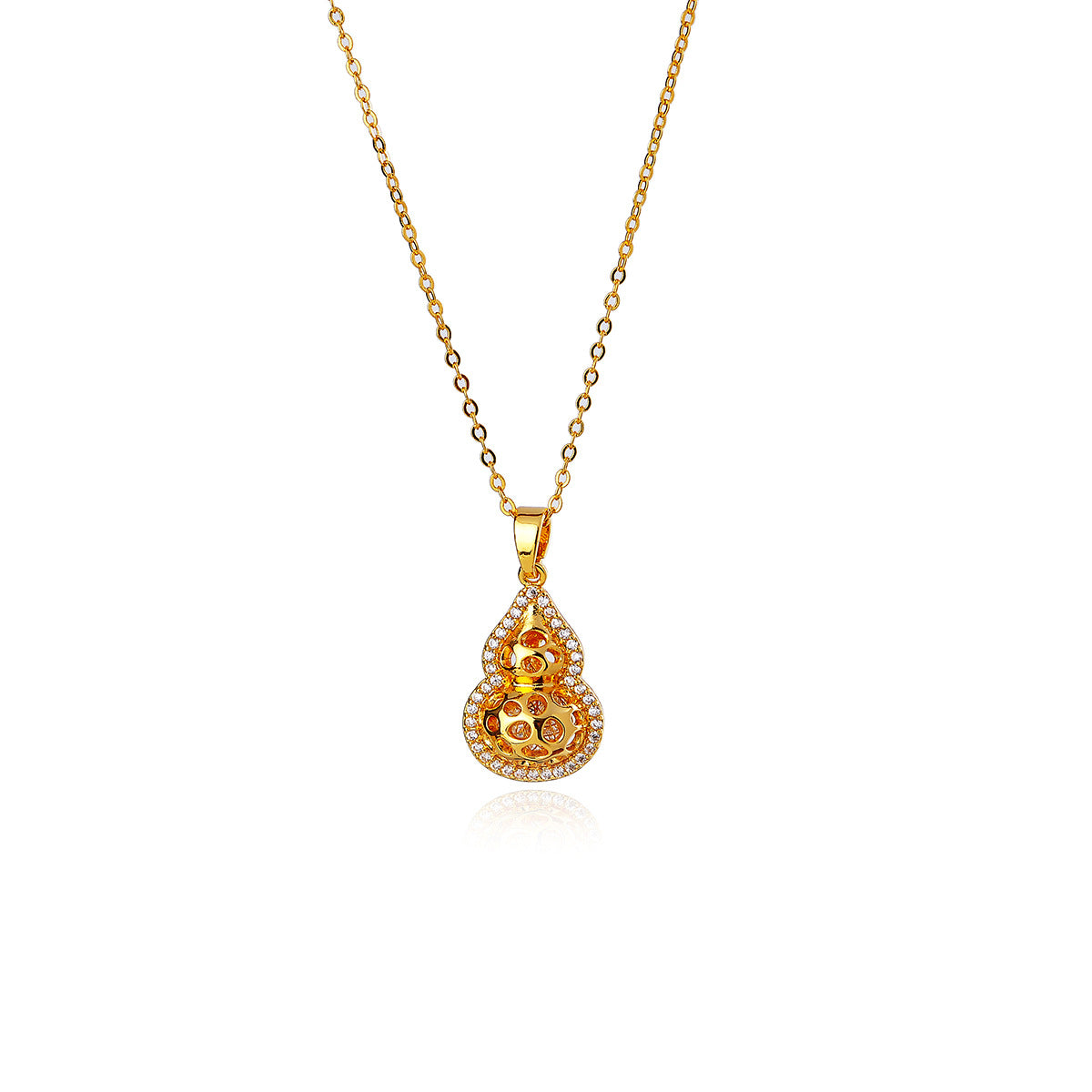 Gourd Necklace Xiaohongshu Same Style Real Gold Electroplated Hollow Necklace Pendant Light Luxury High-end Jewelry