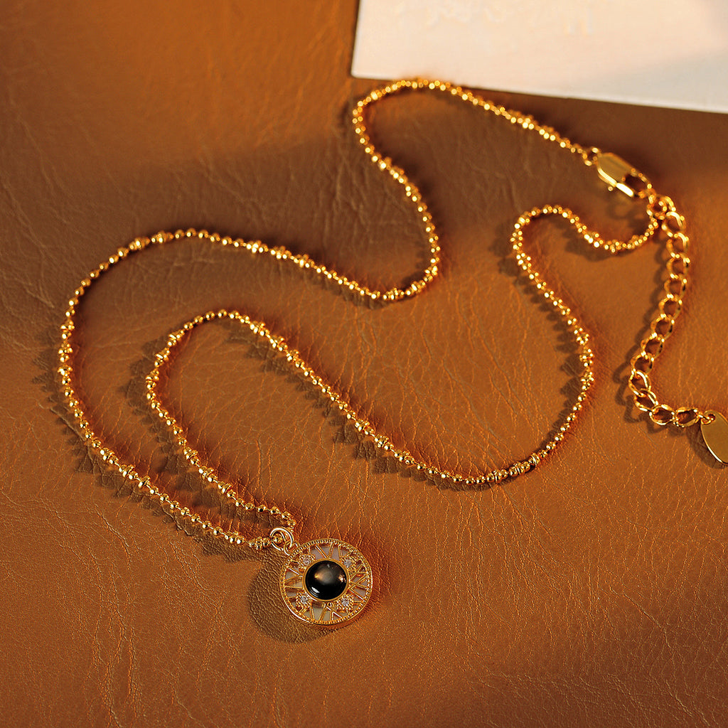 Natural Stone Round Flame Pendant Detachable Single Pendant Pearl Necklace with Small Drop