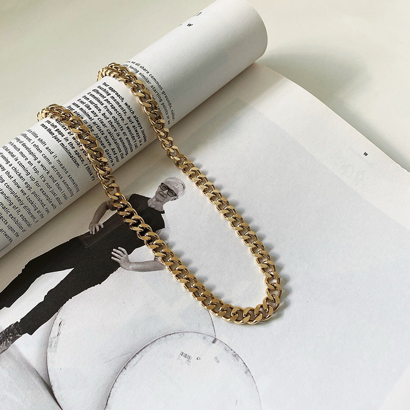 Fashionable Titanium Steel Thick Chain Necklace INS Internet Celebrity Metal Style Retro Choker Collarbone Chain Trend