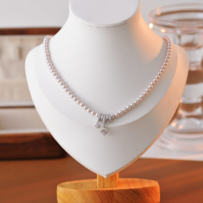 New Hot-Selling Pearl Zircon Necklace Light Luxury Niche Exquisite Choker Accessory High-End Clavicle Chain