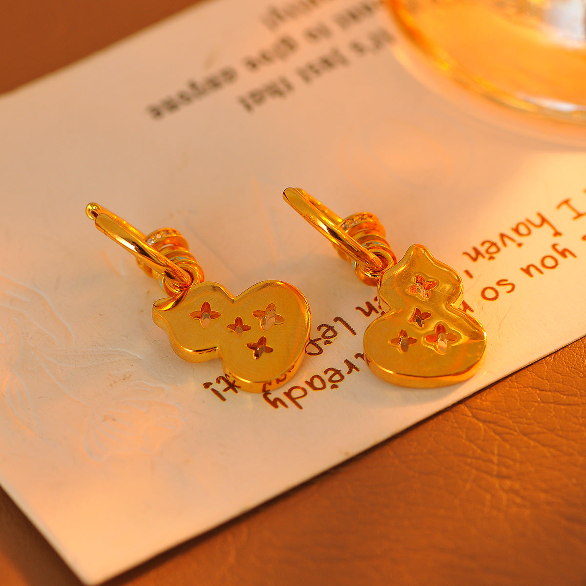 Japanese and Korean Simple New Micro Inlaid Zircon Blue Pine Gourd Pendant Necklace Exquisite Niche Gourd Earrings