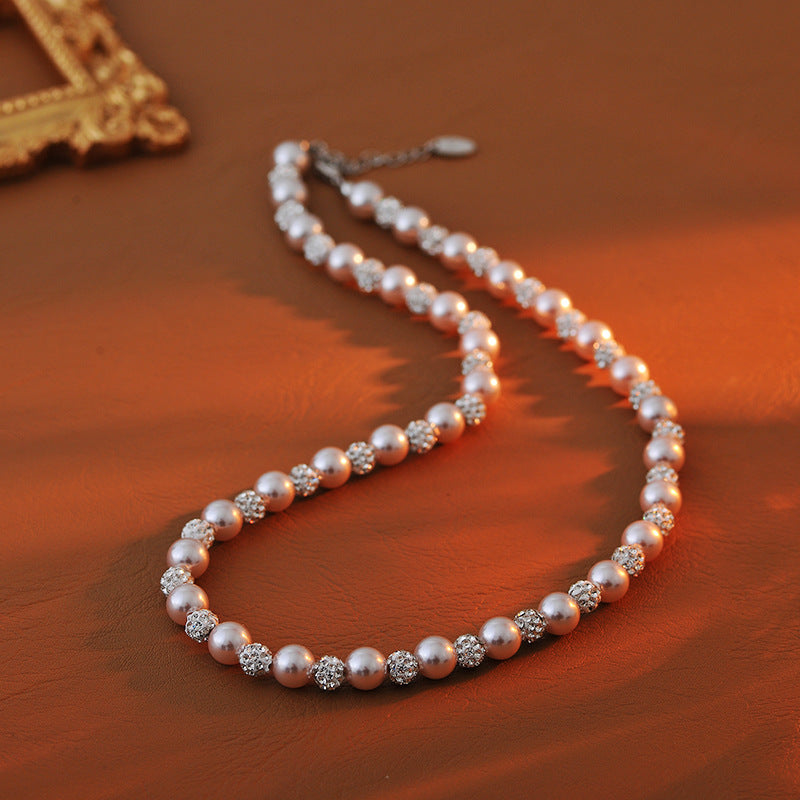 Fashionable Design Sense Girl Pearl Bracelet Female Niche Temperament Exquisite Sparkling Bracelet Necklace Jewelry Set Planet