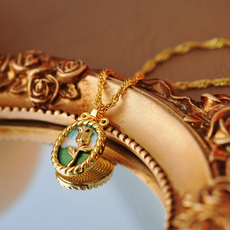 New Year's Retro Oil Painting Style Necklace Light Luxury Niche Design Tulip High-end Clavicle Chain Necklace