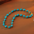 Fashion Retro Irregular Pattern Stone Necklace Fashion Trendy Aquamarine Exquisite Beaded Necklace