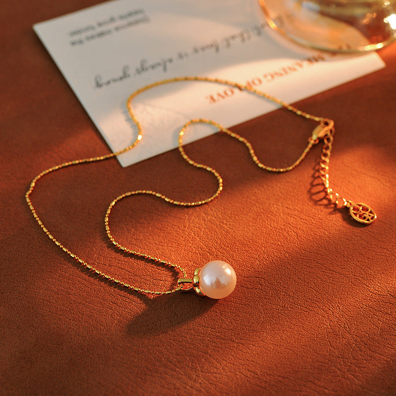 Persimmon Wish Pearl Pendant Necklace Accessory for Women Sweater Chain New Hot Style Exquisite Choker Light Luxury Niche