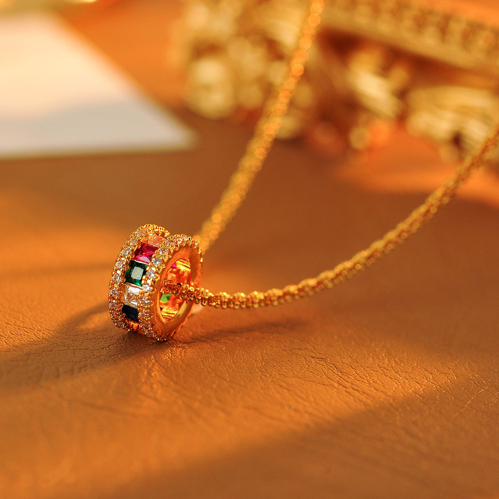 Slim Waist Colorful Cylinder Inlaid Zircon Necklace Simple Elegant Versatile Gold Flake Snowflake Choker