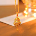 Real Gold Plated Gourd Pendant Necklace New Chinese Style Retro Gold Sweater Chain Jewelry