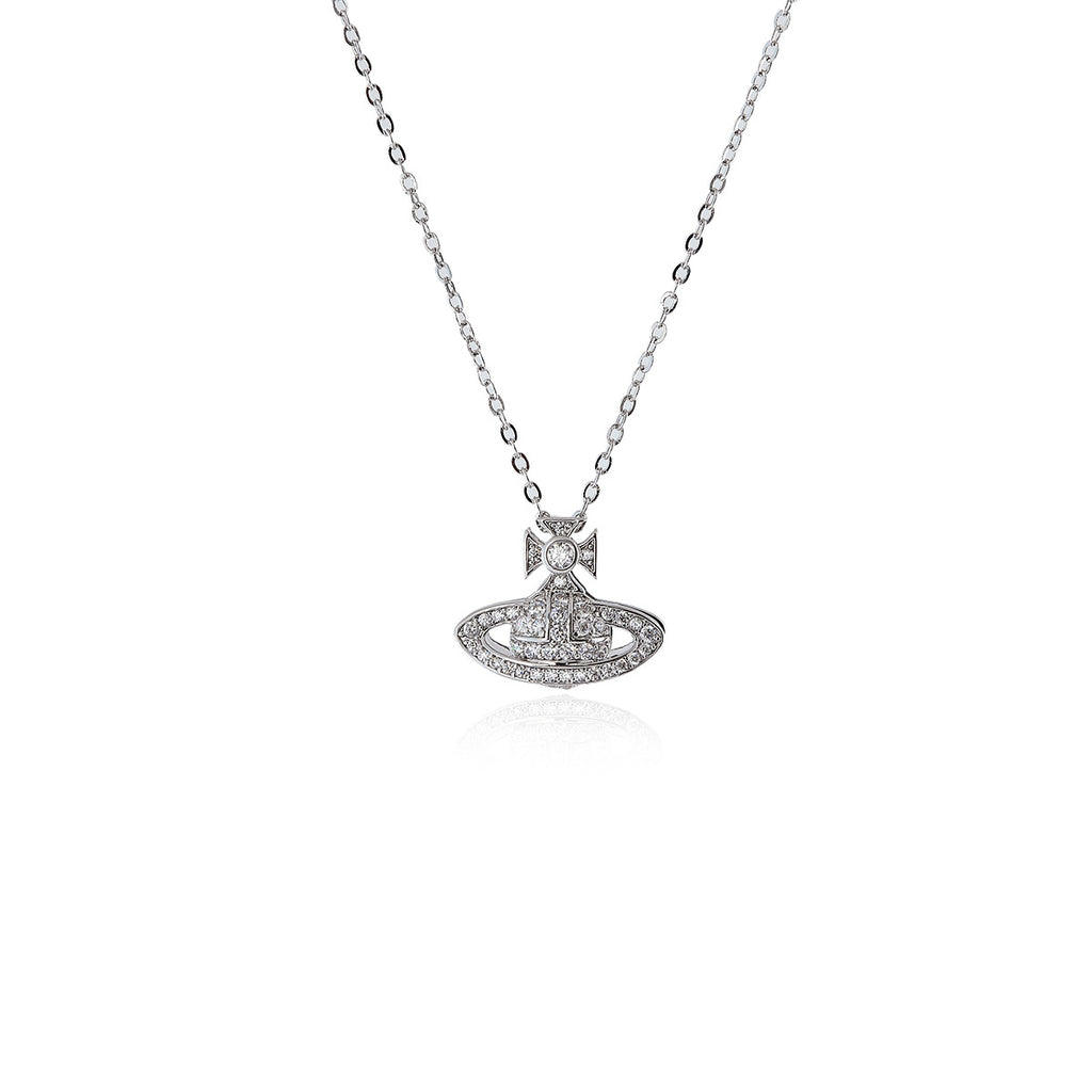 Silver Saturn Pendant Necklace Light Luxury High-end Niche Design New Exquisite Planet Collarbone Chain Jewelry