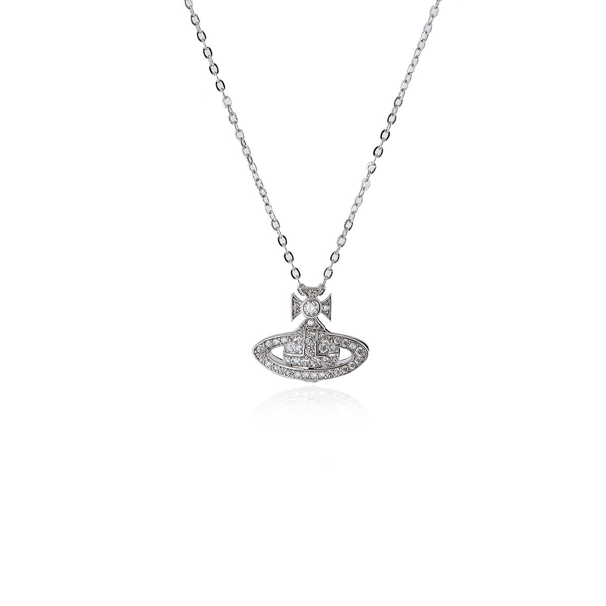 Silver Saturn Pendant Necklace Light Luxury High-end Niche Design New Exquisite Planet Collarbone Chain Jewelry