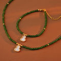 New Chinese Style Green Gourd Beaded Necklace Bracelet Collarbone Chain White Mother-of-Pearl Gourd Bracelet Necklace