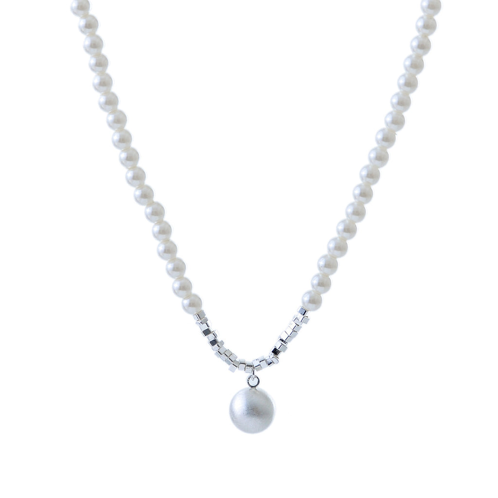 Niche Design Brushed Round Pearl Necklace for Women Simple Elegant Fashionable Temperament Chain Clavicle Chain