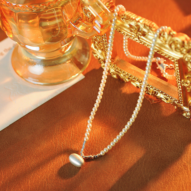 Light Luxury High-End Brushed Small Pearl Necklace for Women, Light Luxury Niche High-End Elegant Exquisite Collarbone Chain for Women