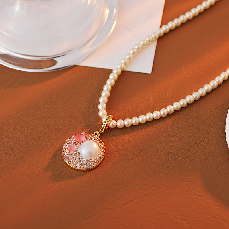 New Natural Pearl Baroque Necklace Micro Inlaid Zircon Rabbit High-end Light Luxury Choker Versatile Necklace