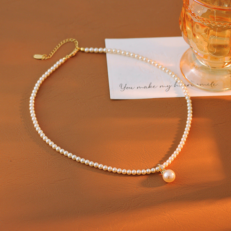 French Elegant Pearl Pendant Necklace for Women, Popular Light Luxury Collarbone Chain, Niche Temperament Accessory