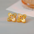 2025 New Four-Leaf Clover Gold Earrings Necklace Bracelet Sweater Chain Women Light Luxury Niche