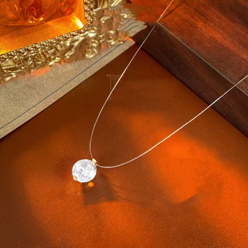 Celebrity Style Mermaid Tears Necklace for Women, Popular Light Luxury French Exquisite Moissanite Diamond Collarbone Chain