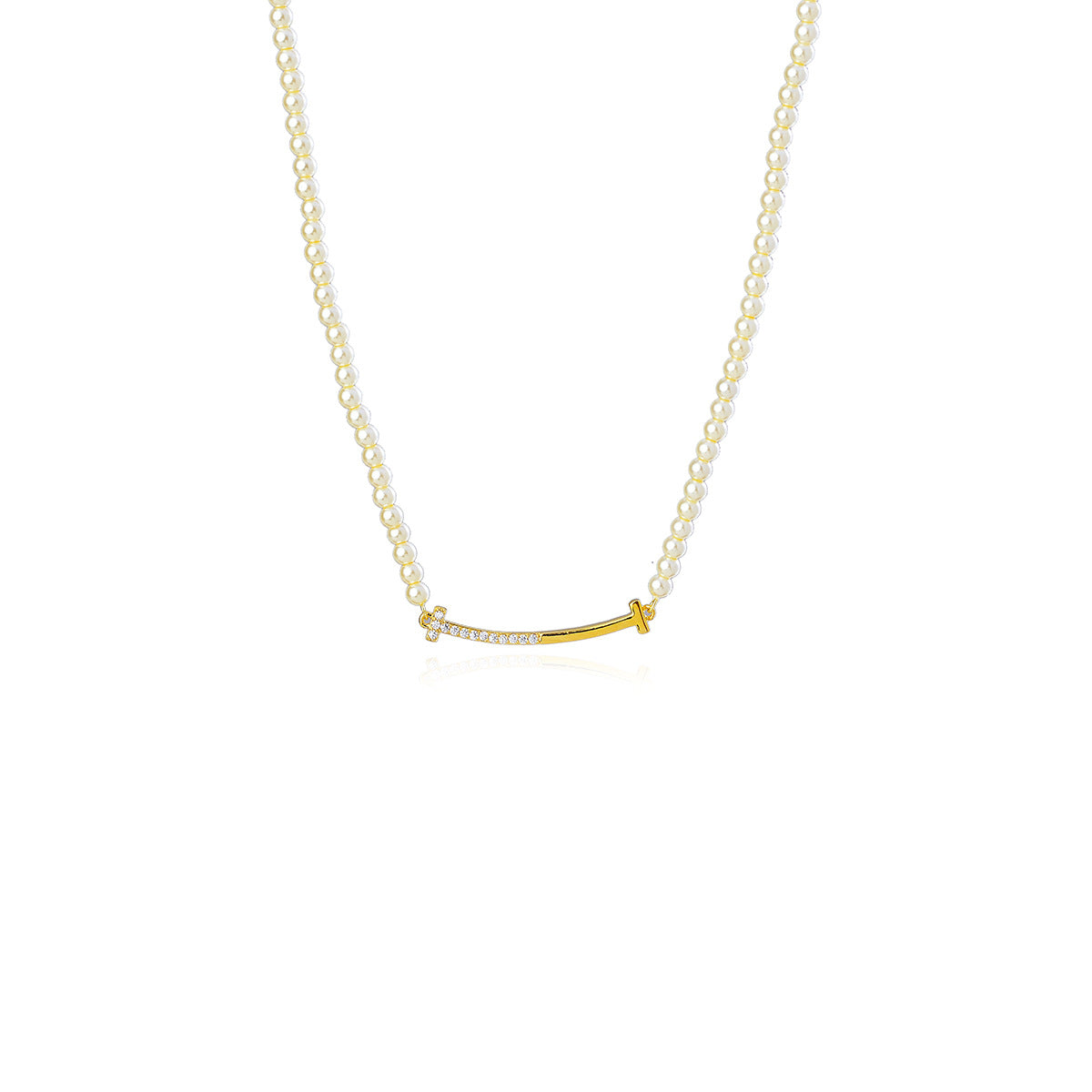 Pearl Necklace French Retro Light Luxury Smile Pearl Necklace for Women Niche High-end Smiley Face Choker