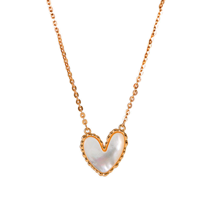2025 New Heart-shaped Mother-of-Pearl Necklace Simple Luxury Clavicle Chain Elegant High-end Necklace