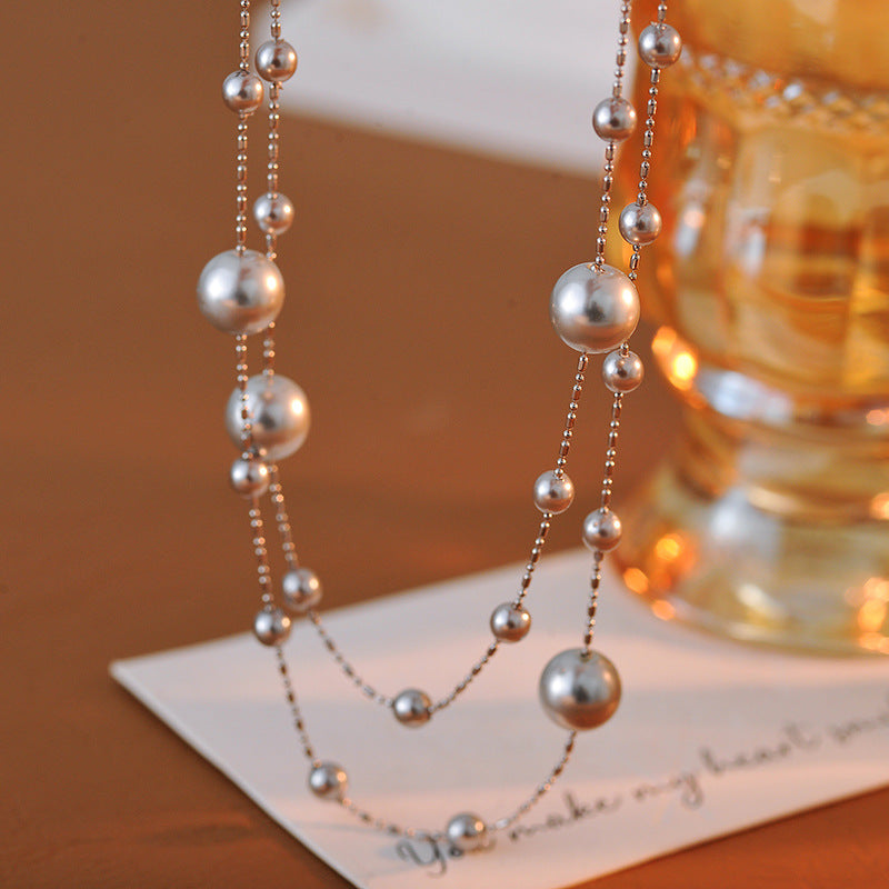 Elegant Fashion Long Multi-layer Starry Sky Necklace Light Luxury Niche Design Layered Sweater Chain for Women