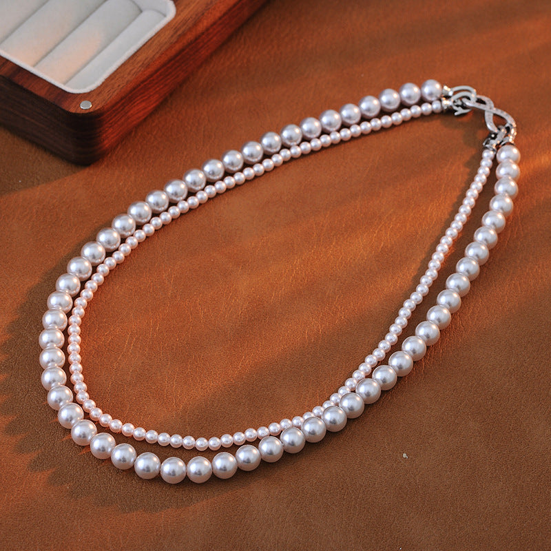 High-end Exquisite White Pink Manta Pink Purple 3+6 4+8 Pearl Bow Fashion Blogger Same Style Beaded Collarbone Chain