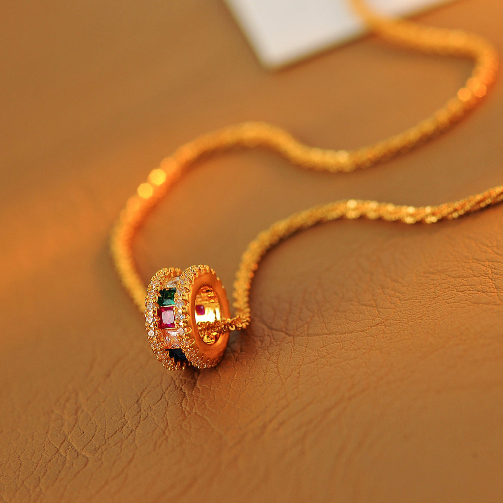 Slim Waist Colorful Cylinder Inlaid Zircon Necklace Simple Elegant Versatile Gold Flake Snowflake Choker