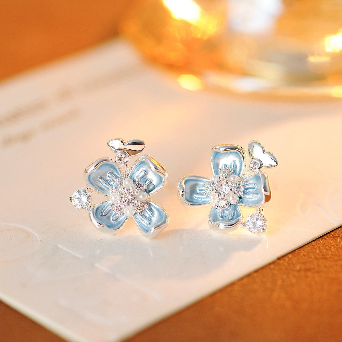 Real Gold Plated Flower Necklace Earrings Bracelet Jasmine Flower High-end Light Luxury Niche Necklace Jewelry