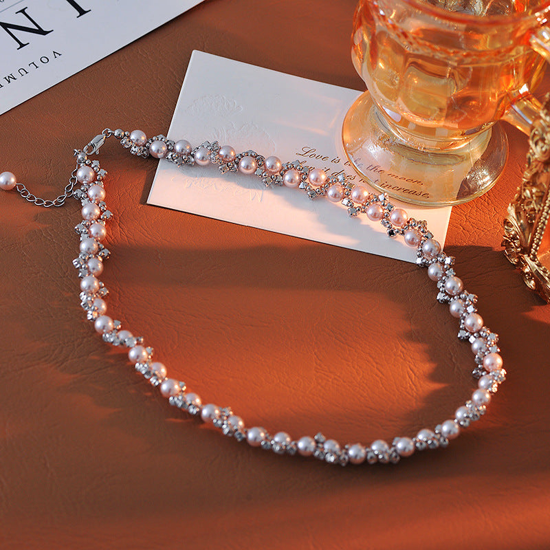 Star High-End Woven Perfect Round Strong Light Shijia Pearl Exquisite Claw Drill Necklace for Women Luxury Jewelry One Piece