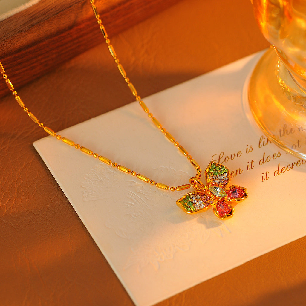 Liu Shishi Same Style Shijia Colorful Butterfly Necklace High-end Light Luxury Stunning Dopamine Necklace for Women