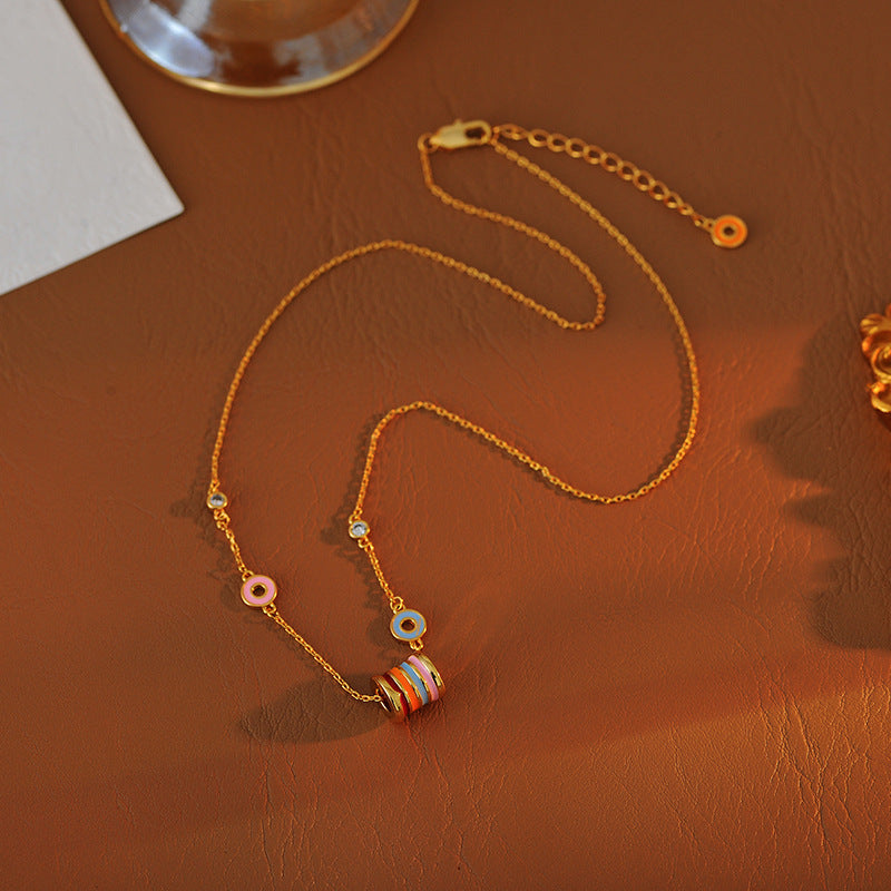 Rainbow Fashion Dopamine Necklace Ins Simple Design Exquisite Fashion Versatile Small Waist Bracelet Necklace Set