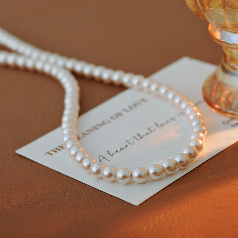 Imported Austrian Swarovski Round Strong Light Xiaomi Pearl Necklace for Women with Yuanbao Clasp Clavicle Chain Trendy Light Luxury