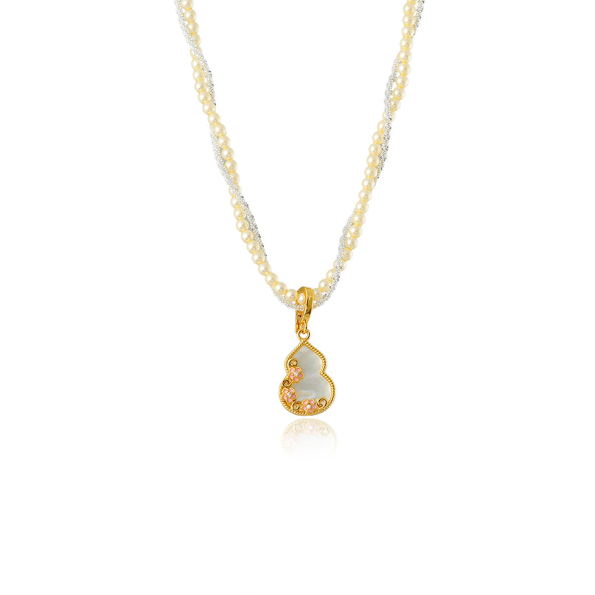 Natural Shell Gourd Pendant Pearl Necklace 2025 New Style Small Rice Bead Choker Light Luxury High-end Feel