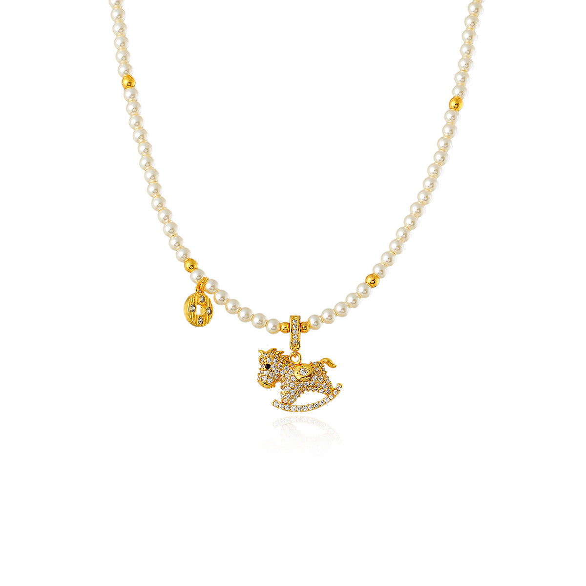 Instantly Rich High-End Beaded Pony Pendant Necklace Fashionable Versatile Light Luxury Niche Necklace