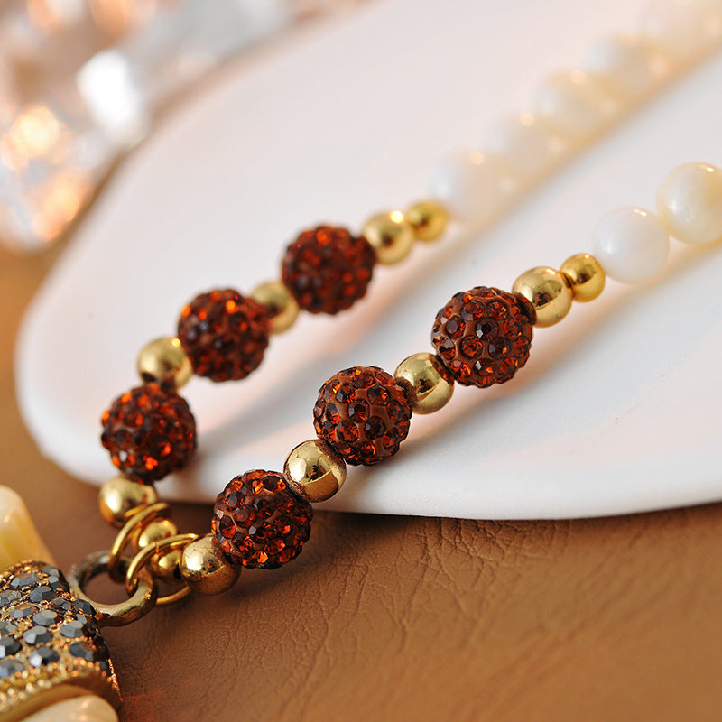 European and American Style Jewelry Personality Ethnic Style Shiny Colorful Diamond Ball Resin Elephant Shape Long Necklace for Women