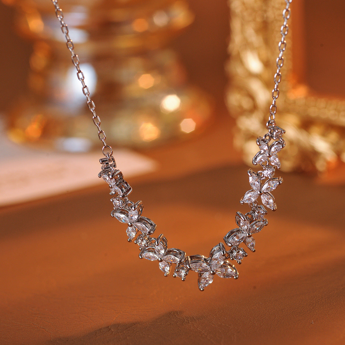 Flower Tassel Earrings Necklace Wisteria Smile Necklace High-End Light Luxury Niche Choker