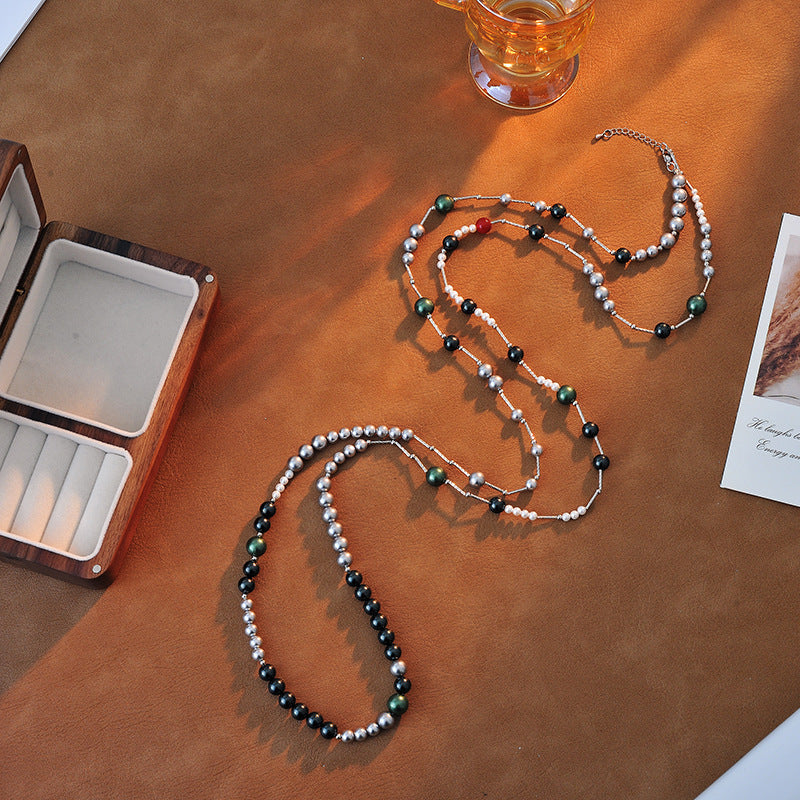 Pearl Beads Shijia Pearl Mixed Long Sweater Chain Simple Fashion Double Layer Overlay Multiple Wearing Methods