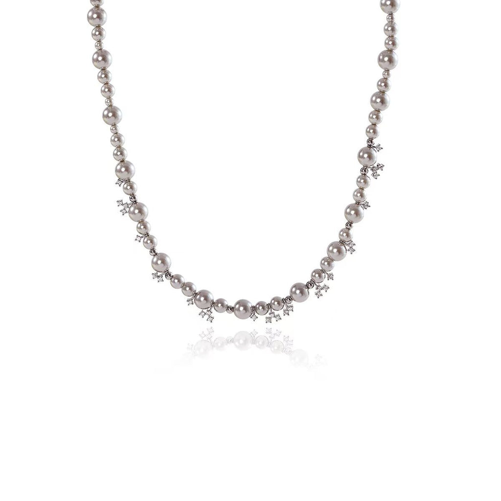 Hua Shao 7 Li Qin Same Style Bubble Nebula Necklace for Women Light Luxury Gray Pearl Collarbone Chain New Model