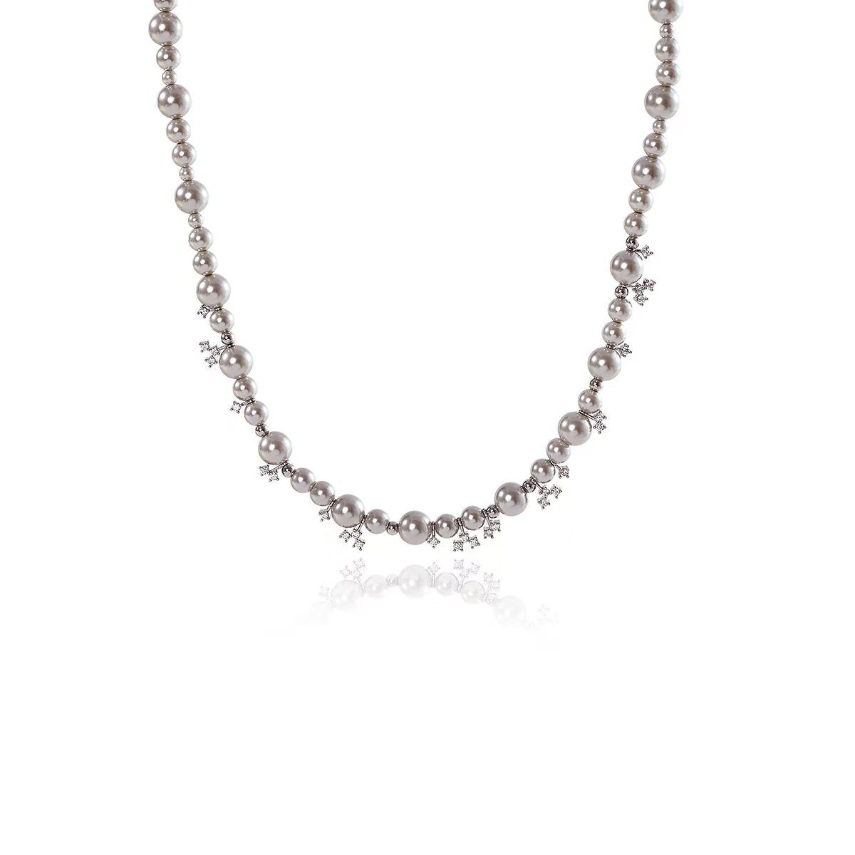 Hua Shao 7 Li Qin Same Style Bubble Nebula Necklace for Women Light Luxury Gray Pearl Collarbone Chain New Model