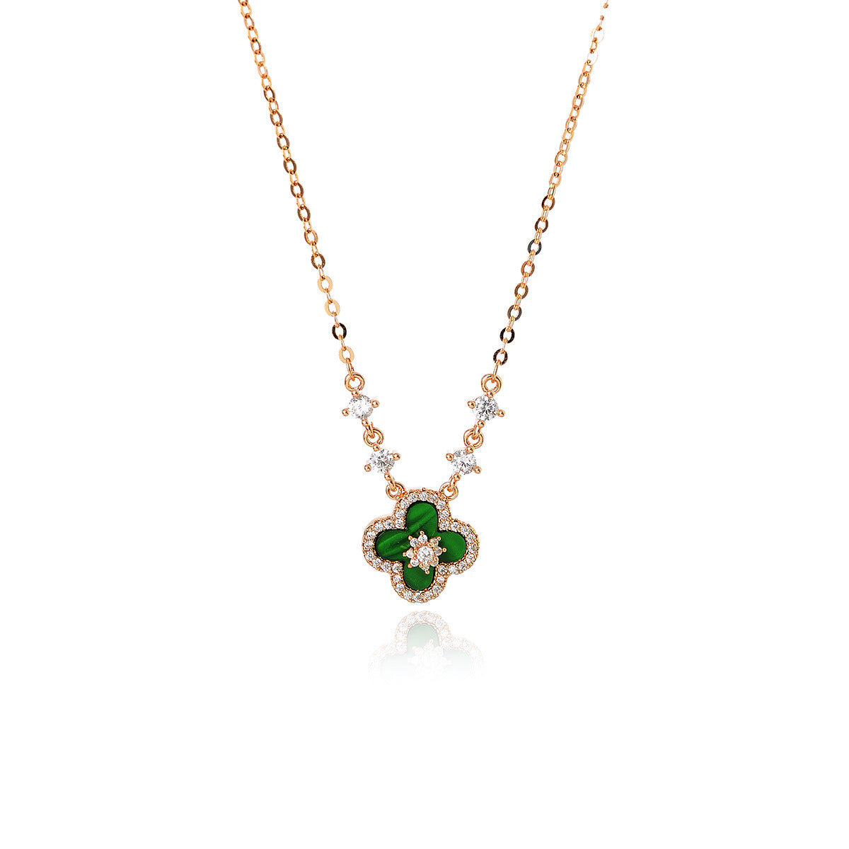 Pink Four-Leaf Clover Necklace for Women, Light Luxury Niche Design, High-End Clavicle Chain, Versatile Neck Chain